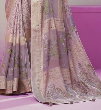 Lavender poly viscose georgette geometric designer saree 4