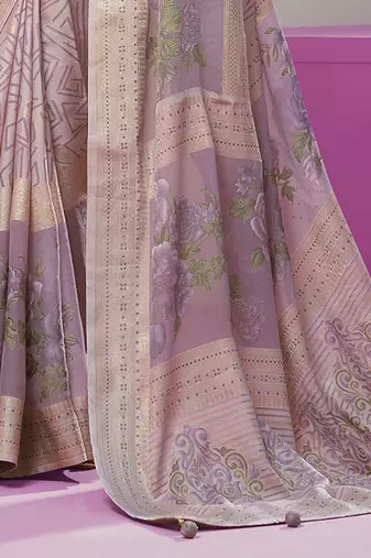Lavender poly viscose georgette geometric designer saree