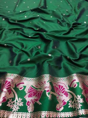 Maroon woven art silk baluchari banarasi saree with blouse 3