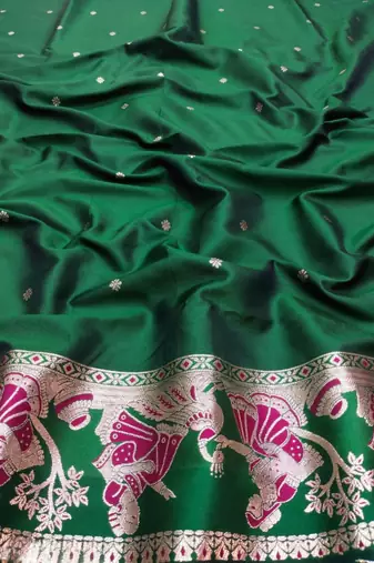 Maroon woven art silk blend saree with blouse