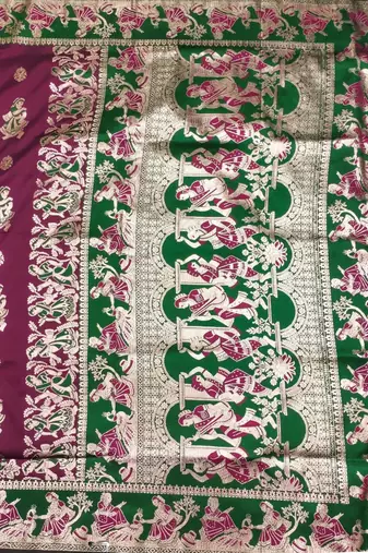 Maroon woven art silk blend saree with blouse