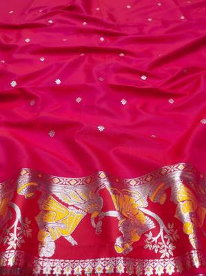 Orange woven art silk baluchari banarasi saree with blouse 3
