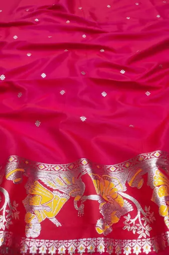 Orange woven art silk baluchari banarasi saree with blouse
