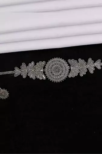 Unique silver oxidised choker necklace set with studs earrings jewellery set for women