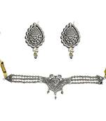 Vintage glamorous peacock oxidised black silver choker necklace collection for women