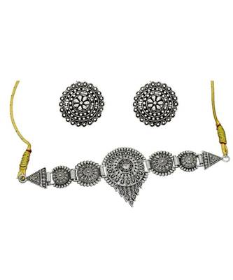 German silver oxidised jewellery set traditional choker necklace set for women 1