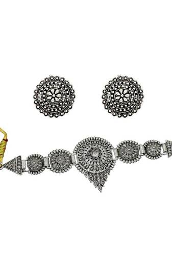 German silver oxidised jewellery set traditional choker necklace set for women