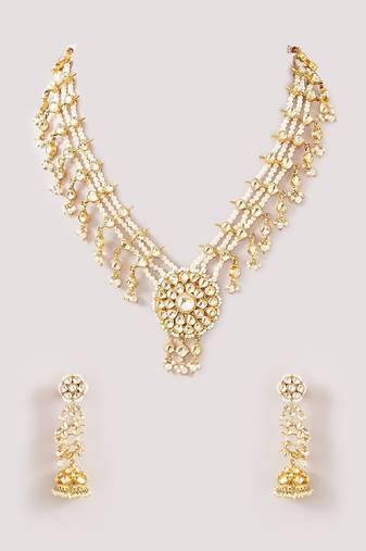 Gold plated kundan yellow gold plated brass stylish handmade adjustable jewellery
