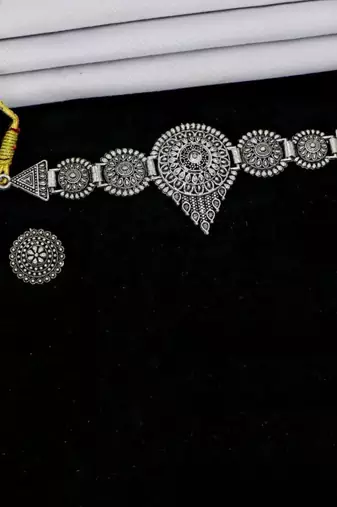 German silver oxidised jewellery set traditional choker necklace set for women