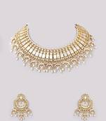 Gold plated kundan yellow gold plated brass stylish handmade adjustable jewellery