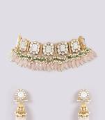 Gold plated kundan yellow gold plated brass stylish handmade adjustable jewellery