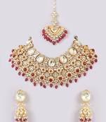 Gold plated kundan yellow gold plated brass stylish handmade adjustable jewellery