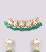 Gold plated kundan yellow gold plated brass stylish handmade adjustable jewellery