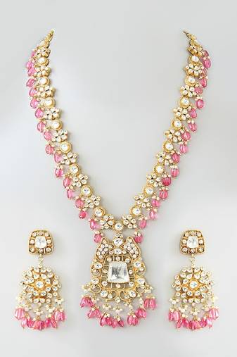 Gold plated kundan yellow gold plated brass stylish handmade adjustable jewellery