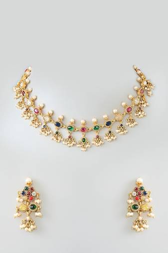 Gold plated kundan yellow gold plated brass stylish handmade adjustable jewellery