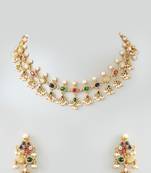 Gold plated kundan yellow gold plated brass stylish handmade adjustable jewellery