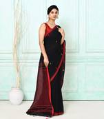 black cotton handloom jamdani saree with blouse