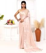 peach organic tissue saree with blouse piece