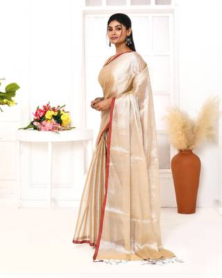 muga dual tone organic tissue saree with blouse piece 2