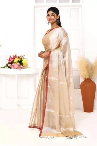 muga dual tone organic tissue saree with blouse piece