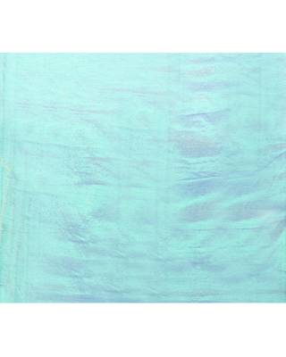 green blue dual tone organic tissue saree with blouse piece 5