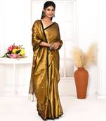 gold dual tone organic tissue saree with blouse piece