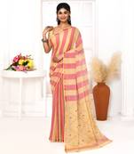 red tangerine cotton handloom jamdani saree with blouse