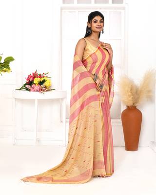 red tangerine cotton handloom jamdani saree with blouse 2