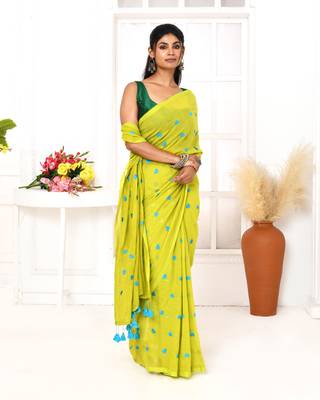 lemon exclusive embroidery saree 1