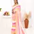 Pink striped mulmul cotton saree with tassels