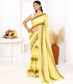 Multi color striped mulmul cotton saree with tassels