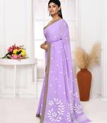 lavender cotton handloom jamdani saree with blouse
