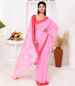 pink cotton handloom jamdani saree with blouse