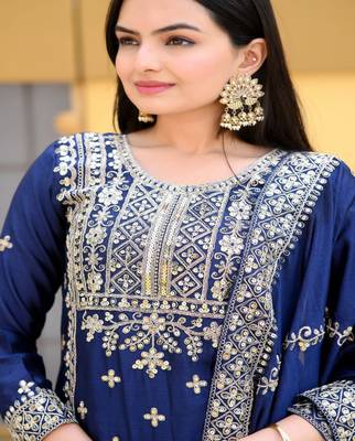 Heavy Chinon Suit With Sequence Embroidered Work 4
