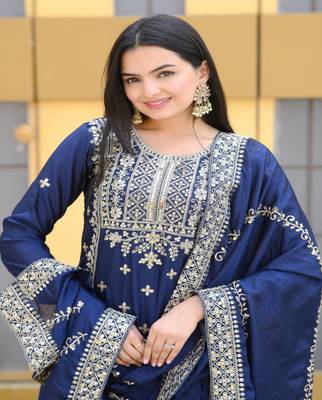 Heavy Chinon Suit With Sequence Embroidered Work 5