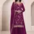 Violet chinon silk embroidered sharara suit