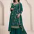 Aqua green chinon silk embroidered sharara suit