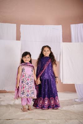 Pink floral print  kalamkari anarkali suit 4