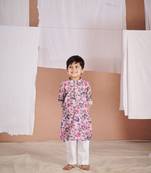 Pink embroidered kalamkari kurta set