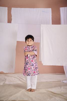 Pink embroidered kalamkari kurta set 3