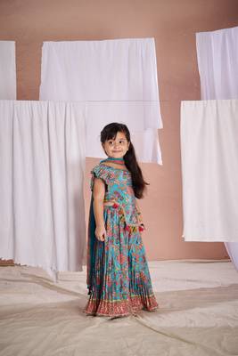 Blue floral print  kalamkari sharara set 2