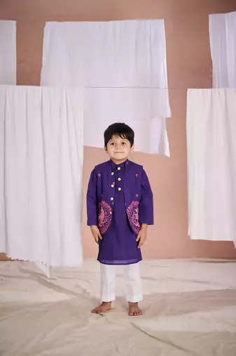 Purple embroidered kurta set