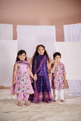 Purple floral print  kalamkari lehenga set 5