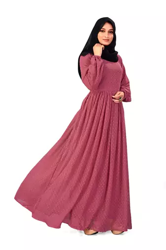 Georgette  Brown  Abaya without Scarf for Casual wear