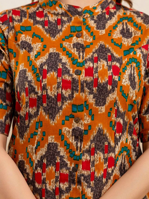  .ethnic motifs printed pure cotton mandarin collar a-line kurta 2