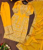 Gorgeous Heavy Chinon Suit With Sequence Embroidered Work