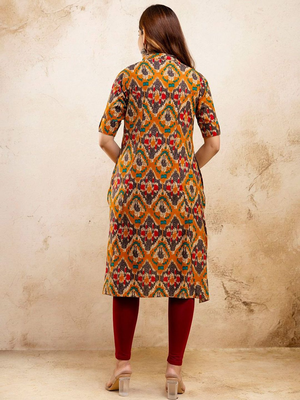  .ethnic motifs printed pure cotton mandarin collar a-line kurta 4