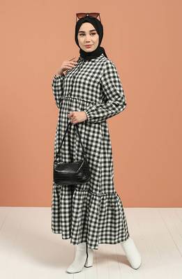 Cotton Black and White Checks Abaya for Casual wear. 1