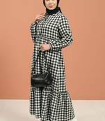 Cotton Black and White Checks Abaya for Casual wear.