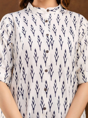  floral printed pure cotton mandarin collar a-line kurta 2